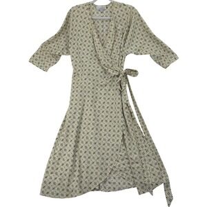 Coolibar‎ Mila Wrap Dress Womens MED Cream Geometric UPF Sun Protection Outdoor